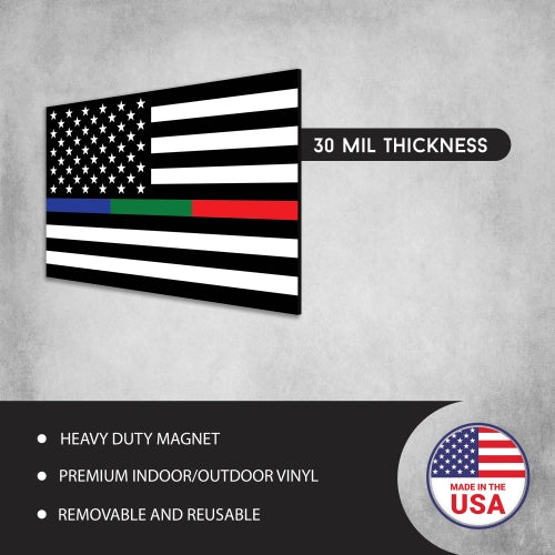 Magnet Me Up Thin Line Flag Magnet Decal 3x5 -in Support of Police,Fire,Military