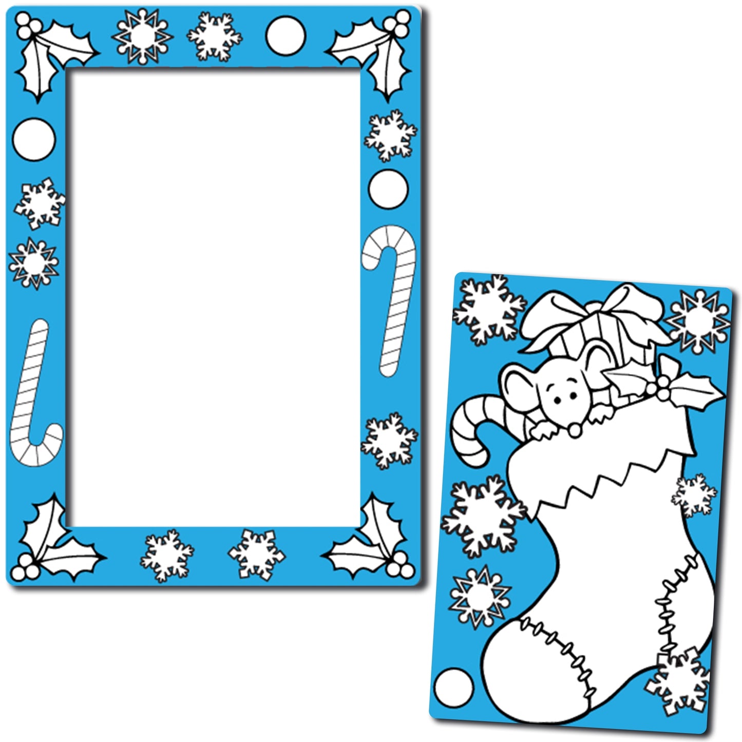 Color In Your Own Christmas Stocking Picture Frame Magnet, DIY, Decorate a Holiday Magnetic Picture Frame - 5 x 7" Frame with a 3.5 x 5.5" Cut-Out Center Magnet