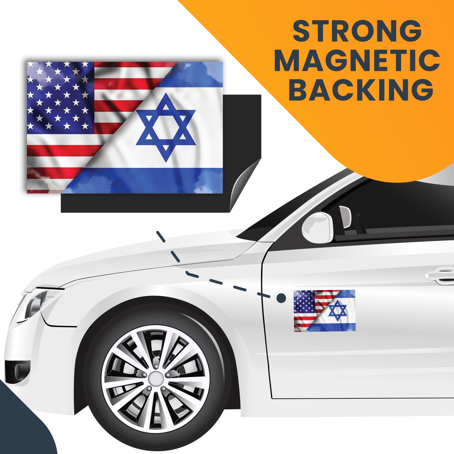 Magnet Me Up American and Israeli Flag Magnet Decal, 4x6 Inches, Blue and White, Heavy Duty Automotive Magnet for Car Truck SUV, Support Israel