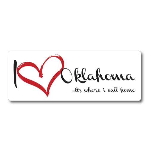 I Love (heart) Oklahoma, It's Where I Call Home Car Magnet 3x8" US State Flag Refrigerator Locker SUV Heavy Duty Waterproof …