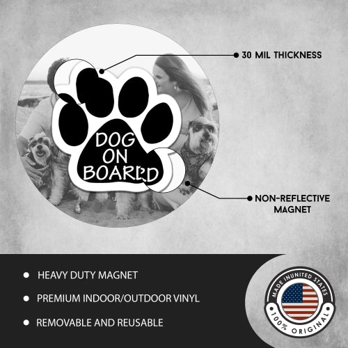 Dog on Board Pawprint Car Magnet By Magnet Me Up 5" Paw Print Auto Truck Decal Magnet …