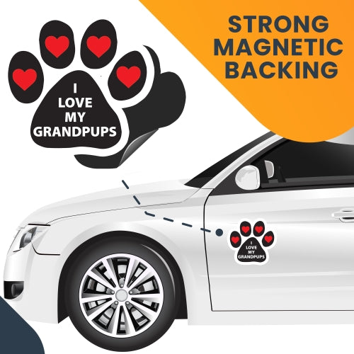 Magnet Me Up I Love My Grandpups Pawprint Car Magnet - 5" Paw Print Auto Truck Fridge Magnetic Decal