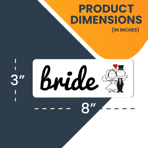 Bride Magnet Decal 3" x 8" Great for Car Truck SUV Refrigerator