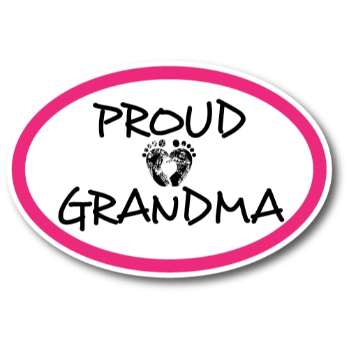 Proud Grandma Oval Car Magnet 4x6" Pink Decal Heavy Duty Waterproof …