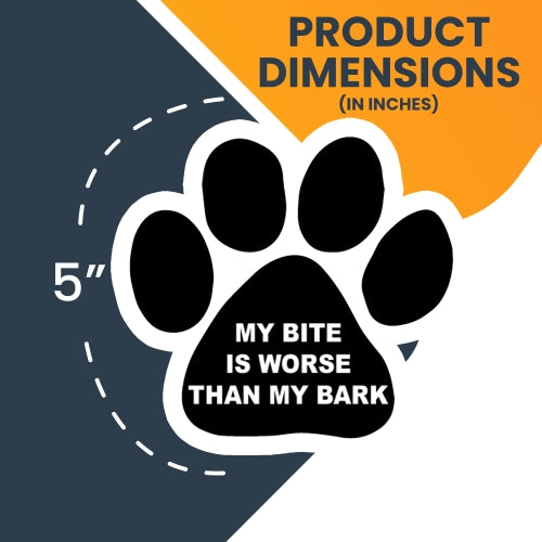 My Bite is Worse than My Bark Pawprint Car Magnet By Magnet Me Up 5" Paw Print Auto Truck Decal Magnet …