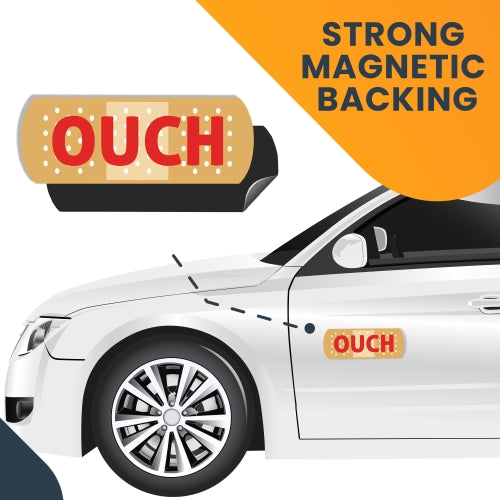 Ouch Band Aid Car Magnet 3x8 Decal Great for Refrigerator Locker SUV Heavy Duty Waterproof ?