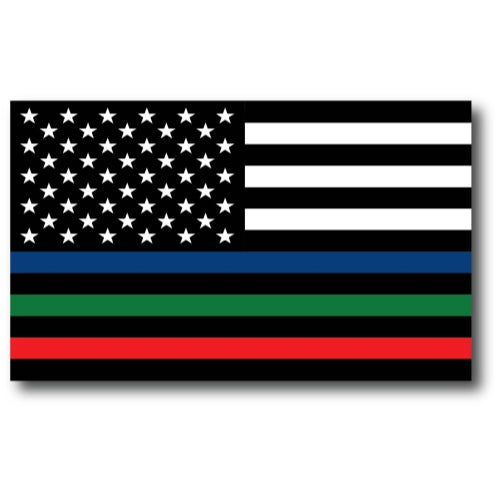 Magnet Me Up Thin Line Flag Magnet Decal 3x5 -in Support of Police, Fire, Military, Option B