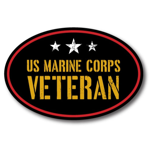 US Marine Corps Veteran 4x6" Black Oval Magnet Decal with White Stars Perfect for Car or Truck …