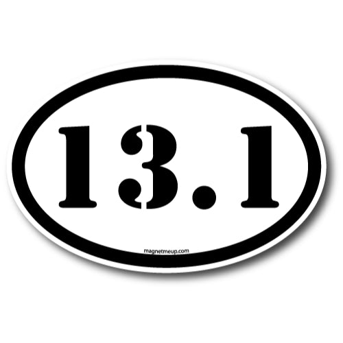 13.1 Half Marathon Black Stencil Oval Car Magnet 4x6" Decal Heavy Duty Waterproof …