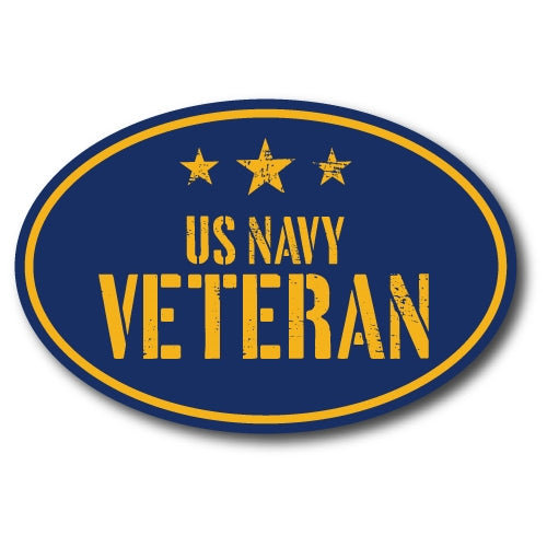 US Navy Veteran 4x6" Blue Oval Magnet Decal with Stars Perfect for Car or Truck …