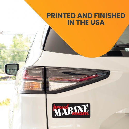 Proud Marine Mom Magnet 3x8" Black, White and Red Decal Perfect for Car or Truck