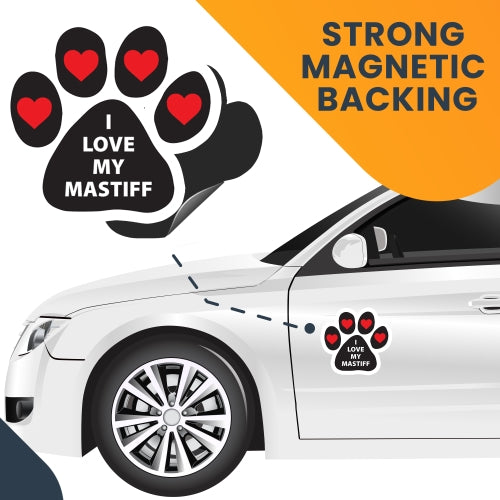 I Love My Mastiff Pawprint Car Magnet By Magnet Me Up 5" Paw Print Auto Truck Decal Magnet …