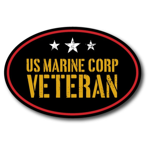 US Marine Corps Veteran 4x6" Black Oval Magnet Decal with White Stars Perfect for Car or Truck …