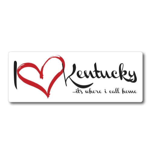 I Love (heart) Kentucky, It's Where I Call Home Car Magnet 3X8" US State Flag Refrigerator Locker SUV Heavy Duty Waterproof …