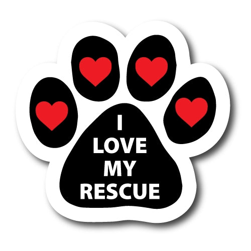 I Love My Rescue Pawprint Car Magnet By Magnet Me Up 5" Paw Print Auto Truck Decal Magnet …