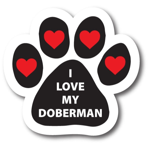 I Love My Doberman Pawprint Car Magnet By Magnet Me Up 5" Paw Print Auto Truck Decal Magnet …