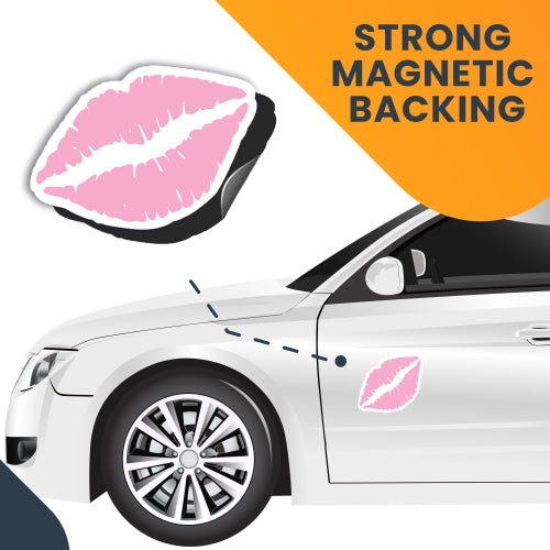 Kiss Mark Pink Lips Car Magnet 6" Decal - Heavy Duty for Car Truck SUV