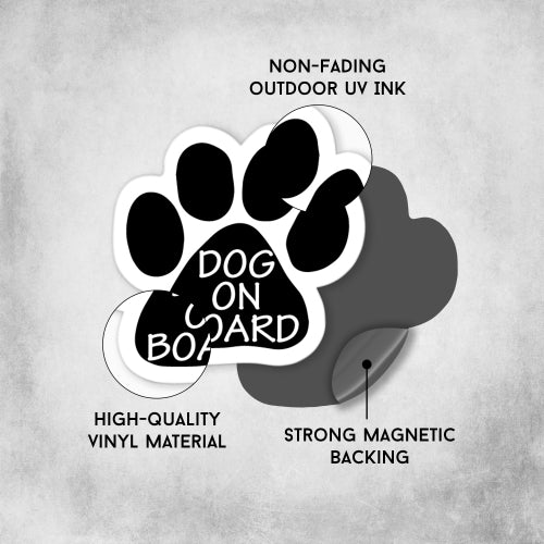 Dog on Board Pawprint Car Magnet By Magnet Me Up 5" Paw Print Auto Truck Decal Magnet …