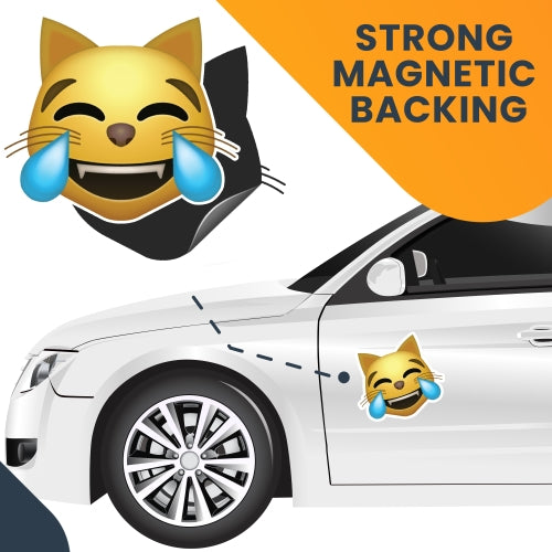 Magnet Me Up Cat Laughing Crying Emoticon Magnet Decal - Heavy Duty Magnet for Car Truck SUV