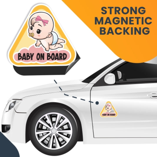 Magnet Me Up Girl Baby Babies On Board Magnet Decal, 5 inches, Heavy Duty Safety Automotive Magnet for Car Truck SUV Or Any Other Magnetic Surface