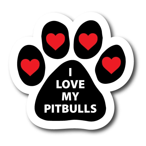 I Love My Pitbulls Pawprint Car Magnet By Magnet Me Up 5" Paw Print Auto Truck Decal Magnet …