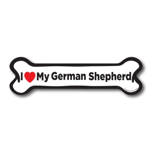 Magnet Me Up I Love My German Shepherd Dog Bone Car Magnet - 2x7 Dog Bone Auto Truck Decal Magnet …