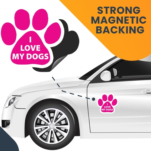 I Love My Dogs Pawprint Car Magnet By Magnet Me Up 5" Pink Paw Print Auto Truck Decal Magnet …