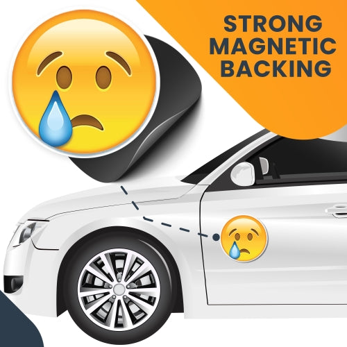 Magnet Me Up Crying Emoticon Magnet Decal, 5 Inch Round, Cute Self-Expression Decorative Magnet for Car, Truck, SUV