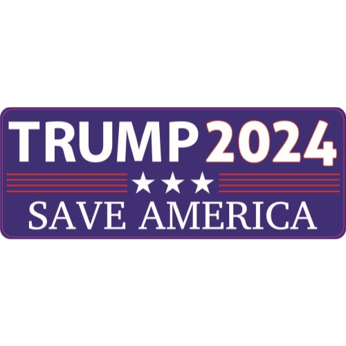 Trump 2024 Save America - 3x8 Rectangle Car Magnet, Republican Party, Great for Car, Truck, SUV, Mailbox, Fridge