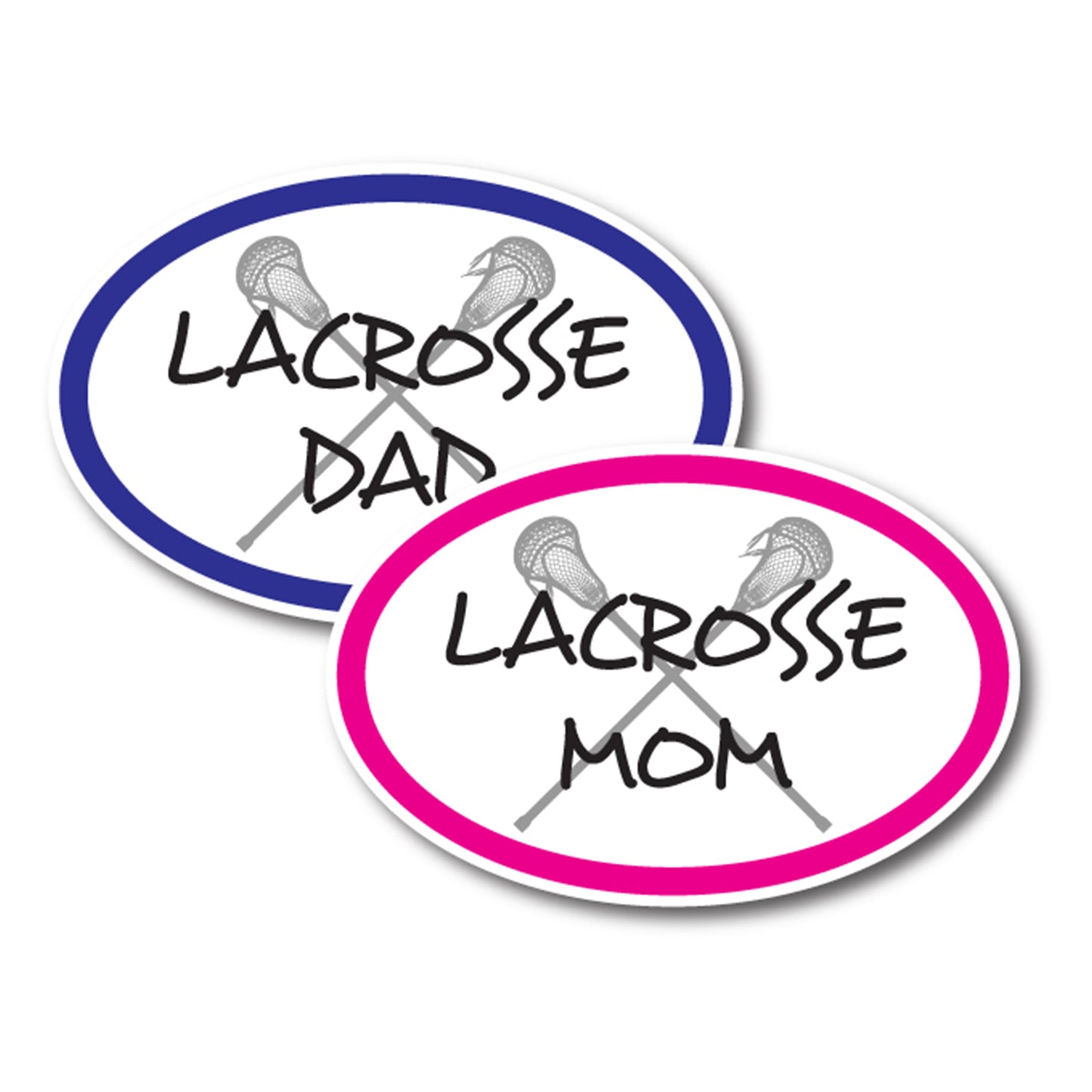 Lacrosse Mom and Lacrosse Dad - Combo Pack -Car Magnets 4 x 6 Oval Heavy Duty for Car Truck SUV Waterproof …