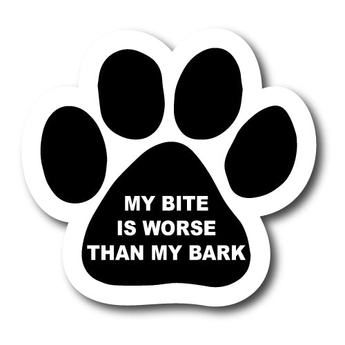 My Bite is Worse than My Bark Pawprint Car Magnet By Magnet Me Up 5" Paw Print Auto Truck Decal Magnet …