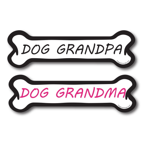 Dog Grandpa and Dog Grandma, 2 Pack Dog Bone Car Magnets - 2 x 7" Dog Bone Decals Heavy Duty for Car Truck SUV Waterproof …