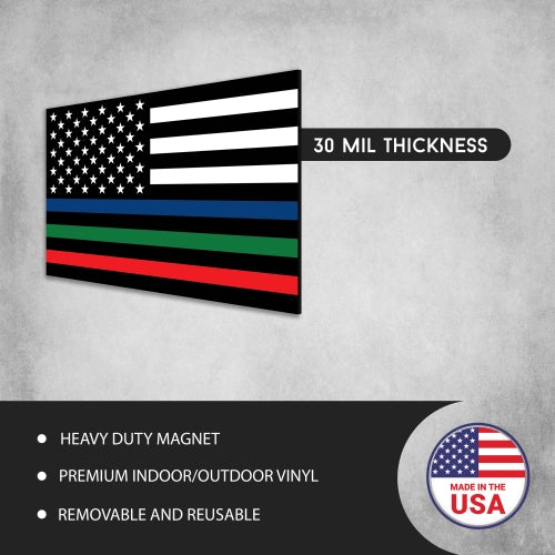 Magnet Me Up Thin Line Flag Magnet Decal 3x5 -in Support of Police, Fire, Military, Option B