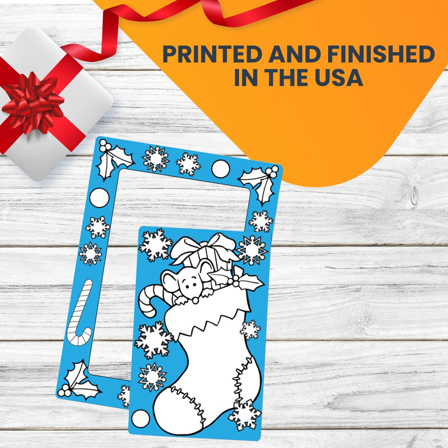 Color In Your Own Christmas Stocking Picture Frame Magnet, DIY, Decorate a Holiday Magnetic Picture Frame - 5 x 7" Frame with a 3.5 x 5.5" Cut-Out Center Magnet