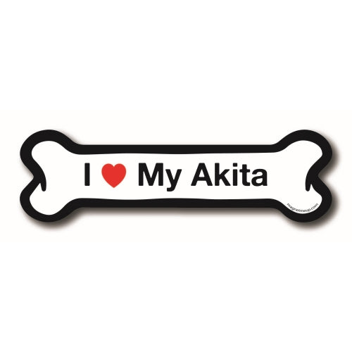 Magnet Me Up I Love My Akita Dog Bone Car Magnet - 2x7 Dog Bone Auto Truck Decal Magnet