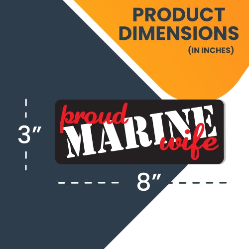 Proud Marine Wife Magnet 3x8" Black, White and Red Decal Perfect for Car or Truck