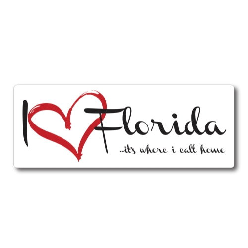 I Love (heart) Florida, It's Where I Call Home Car Magnet 3x8" US State Flag Refrigerator Locker SUV Heavy Duty Waterproof …