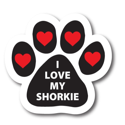 I Love My Shorkie Pawprint Car Magnet By Magnet Me Up 5" Paw Print Auto Truck Decal Magnet …