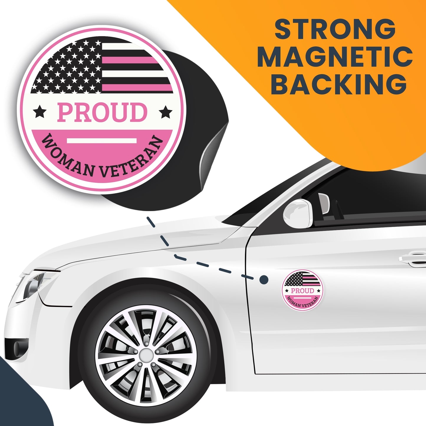 Magnet Me Up Proud Woman Veteran Military Pink Magnet Decal, 5 in, Perfect for Car, Truck, SUV Or Any Magnetic Surface, Gift, Support Women Veterans, Service Women Active Duty, Women Warriors