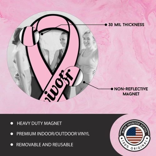 Pink Breast Cancer Survivor Ribbon Car Magnet Decal Heavy Duty Waterproof …